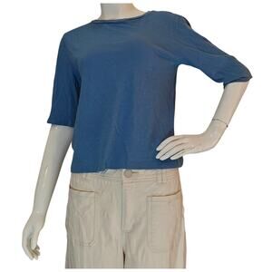 Vince Blue Short Sleeve Knit Top Tee Minimalist Casual Size M